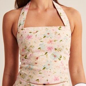 Abercrombie & Fitch Floral Halter Neck Crop Top